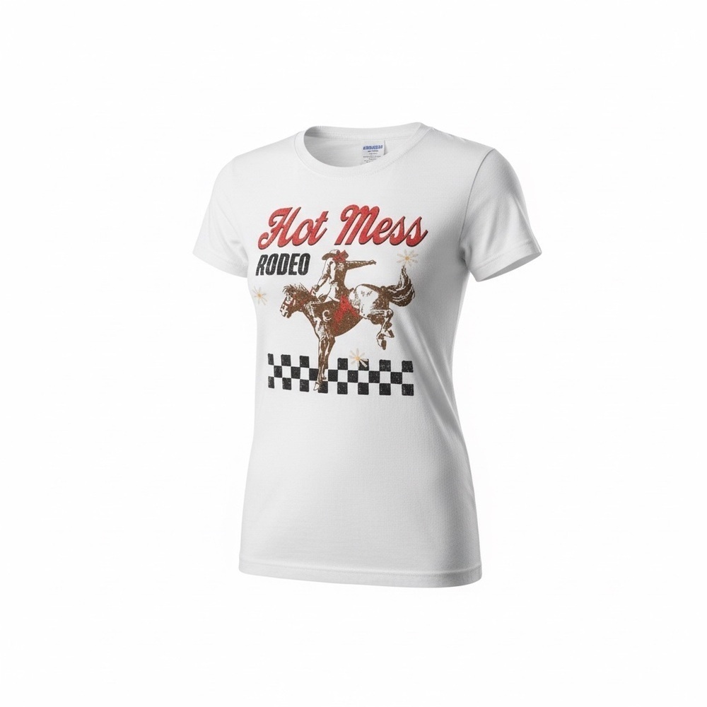 Comfort Colors White Tee with Red and Black Print